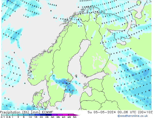 Z500/Rain (+SLP)/Z850 ECMWF Вс 05.05.2024 06 UTC