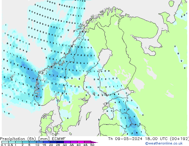 Yağış (6h) ECMWF Per 09.05.2024 00 UTC