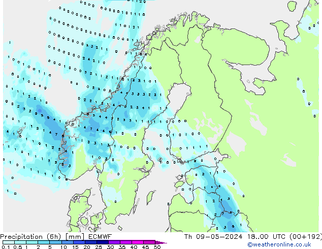 Z500/Rain (+SLP)/Z850 ECMWF Th 09.05.2024 00 UTC