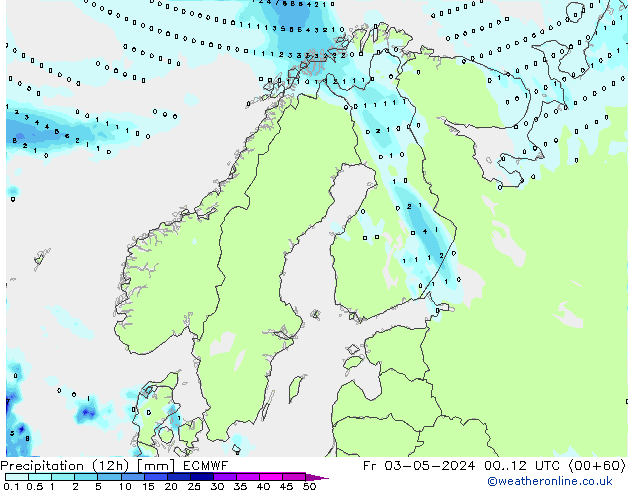 Precipitation (12h) ECMWF Fr 03.05.2024 12 UTC