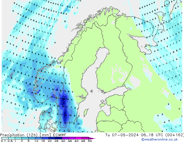 Précipitation (12h) ECMWF mar 07.05.2024 18 UTC