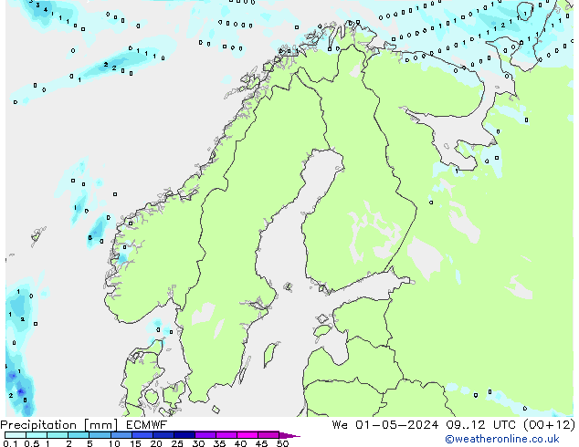 Precipitation ECMWF We 01.05.2024 12 UTC