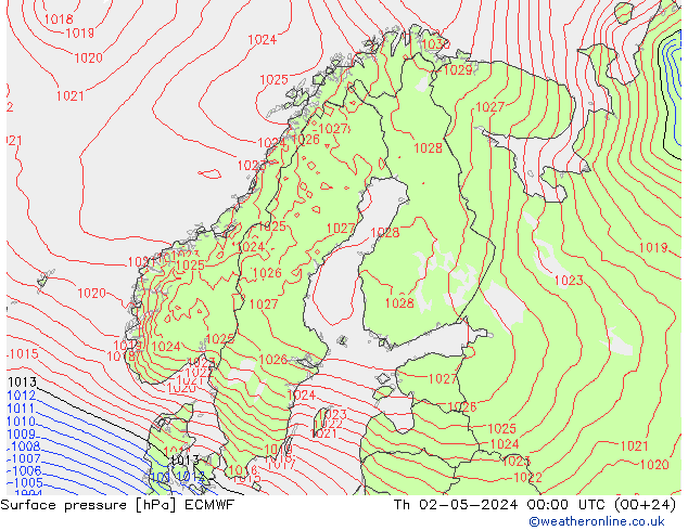 Surface pressure ECMWF Th 02.05.2024 00 UTC