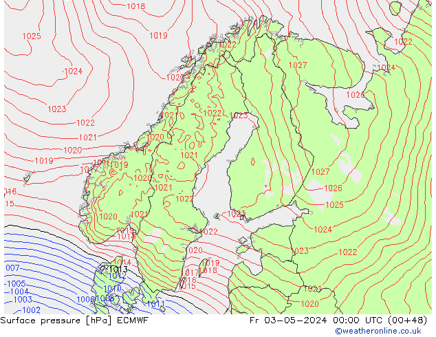 приземное давление ECMWF пт 03.05.2024 00 UTC