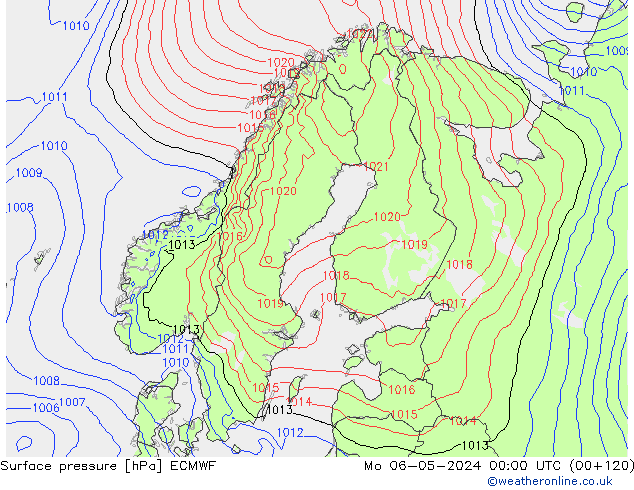 Pressione al suolo ECMWF lun 06.05.2024 00 UTC