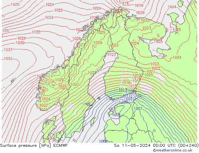 Bodendruck ECMWF Sa 11.05.2024 00 UTC