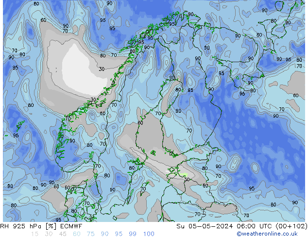 RH 925 hPa ECMWF  05.05.2024 06 UTC