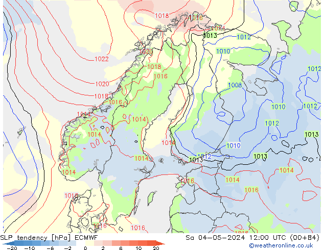 Druktendens (+/-) ECMWF za 04.05.2024 12 UTC