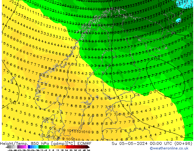 Z500/Rain (+SLP)/Z850 ECMWF dim 05.05.2024 00 UTC