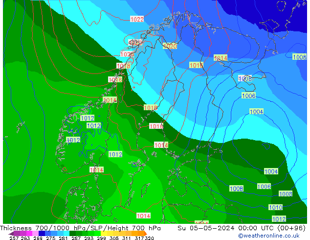 Thck 700-1000 hPa ECMWF Ne 05.05.2024 00 UTC