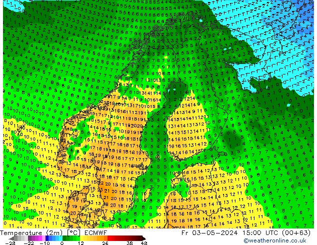 карта температуры ECMWF пт 03.05.2024 15 UTC