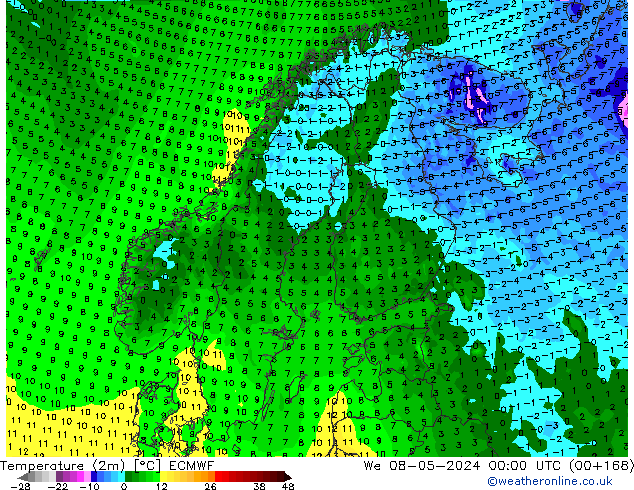 карта температуры ECMWF ср 08.05.2024 00 UTC