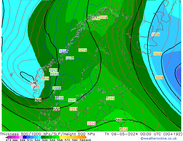 500-1000 hPa Kalınlığı ECMWF Per 09.05.2024 00 UTC