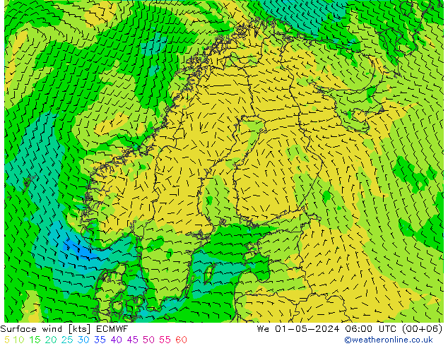 Bodenwind ECMWF Mi 01.05.2024 06 UTC