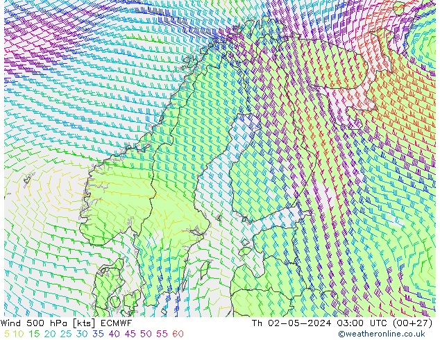 Wind 500 hPa ECMWF Th 02.05.2024 03 UTC