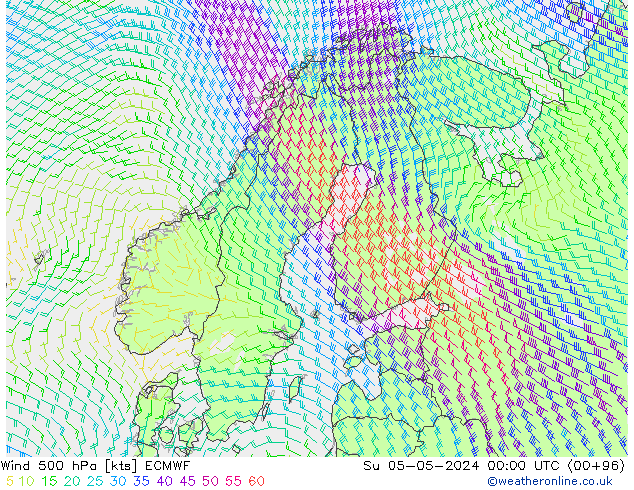 Wind 500 hPa ECMWF Ne 05.05.2024 00 UTC