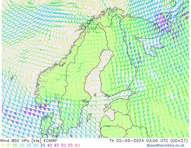 Rüzgar 850 hPa ECMWF Per 02.05.2024 03 UTC