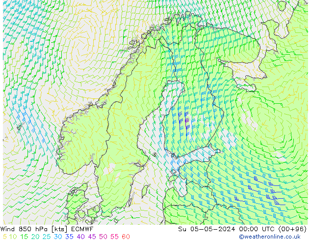 Wind 850 hPa ECMWF Ne 05.05.2024 00 UTC