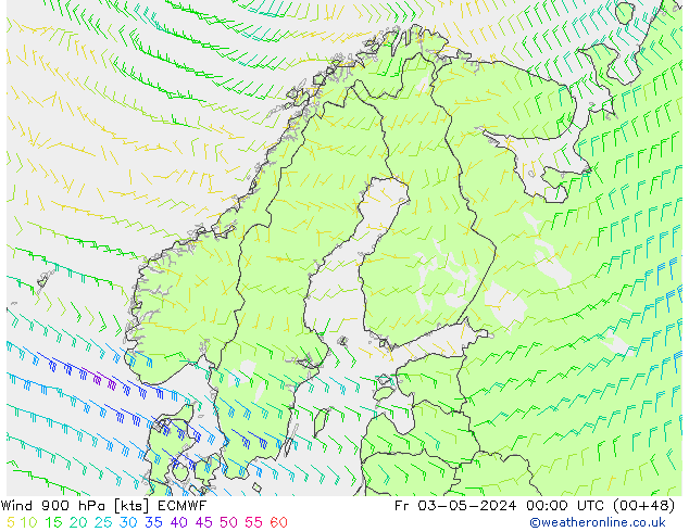 Viento 900 hPa ECMWF vie 03.05.2024 00 UTC