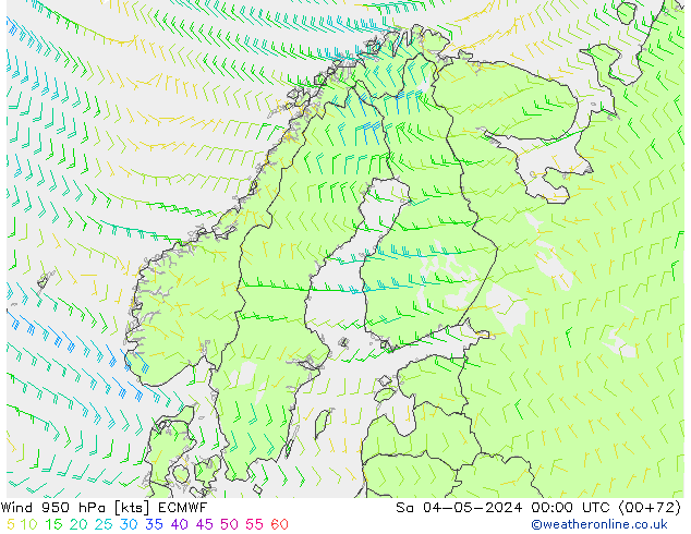 Rüzgar 950 hPa ECMWF Cts 04.05.2024 00 UTC