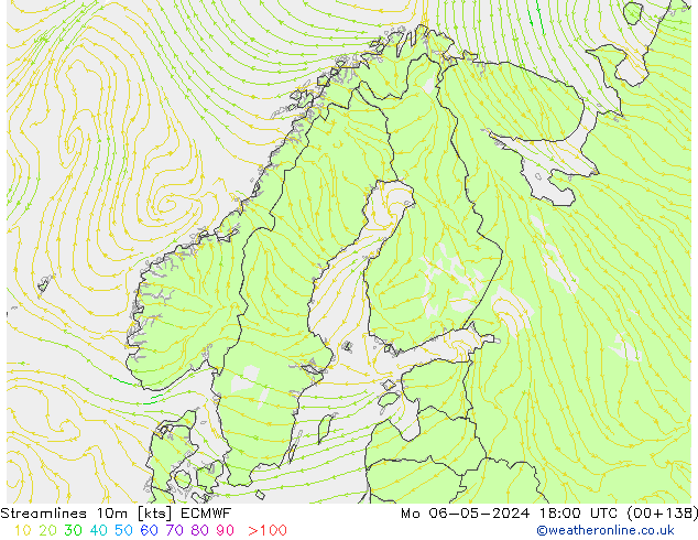 Streamlines 10m ECMWF Mo 06.05.2024 18 UTC