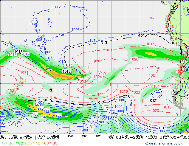 Corrente a getto ECMWF mer 08.05.2024 12 UTC