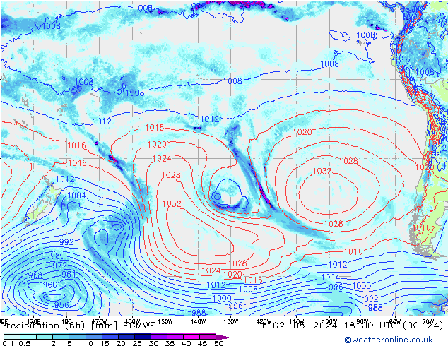 Z500/Rain (+SLP)/Z850 ECMWF Th 02.05.2024 00 UTC