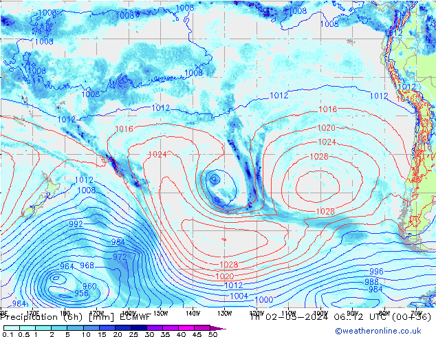 Z500/Rain (+SLP)/Z850 ECMWF Th 02.05.2024 12 UTC