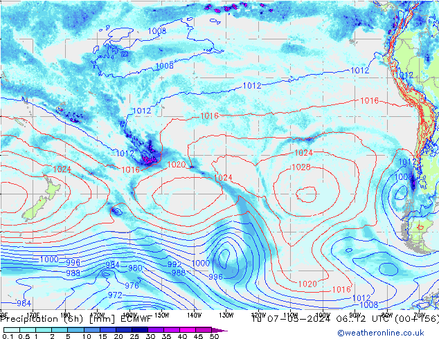 Precipitación (6h) ECMWF mar 07.05.2024 12 UTC