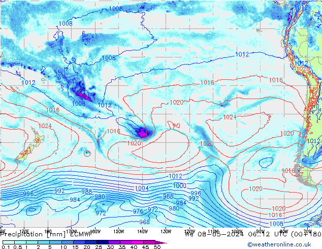 precipitação ECMWF Qua 08.05.2024 12 UTC