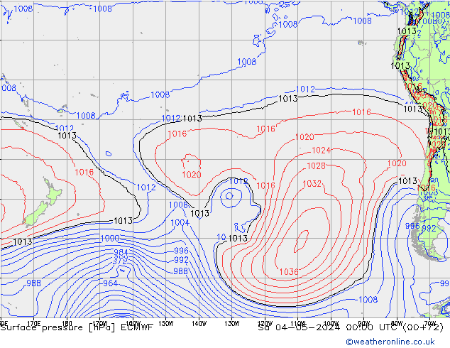 Presión superficial ECMWF sáb 04.05.2024 00 UTC