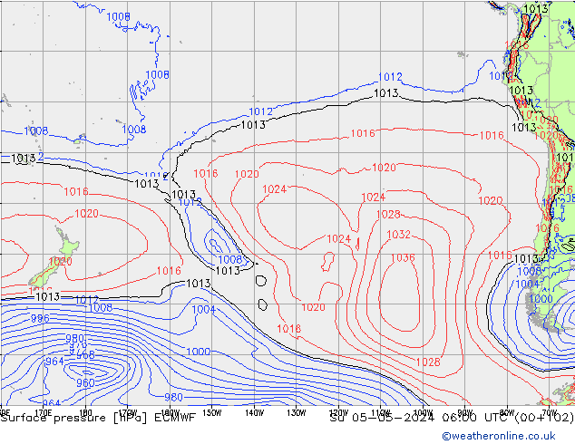 Luchtdruk (Grond) ECMWF zo 05.05.2024 06 UTC