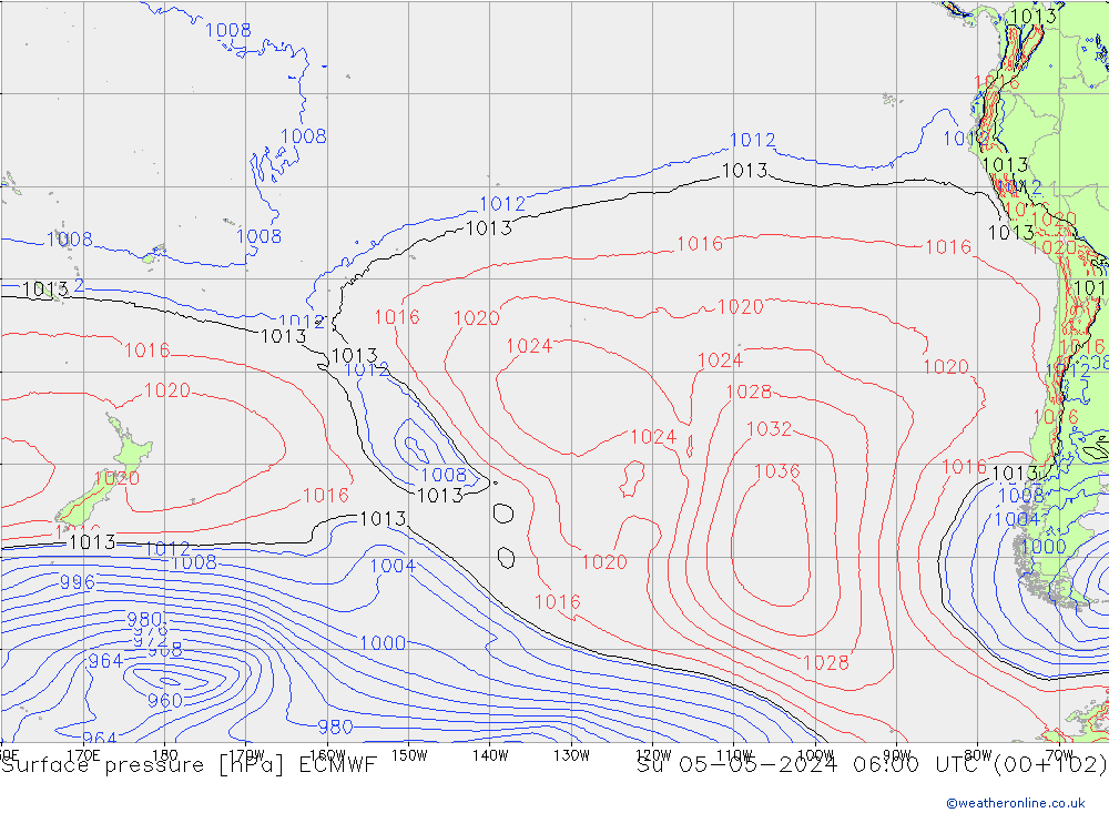 Luchtdruk (Grond) ECMWF zo 05.05.2024 06 UTC