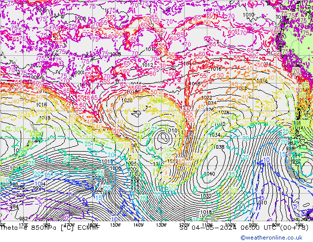 Theta-e 850hPa ECMWF  04.05.2024 06 UTC