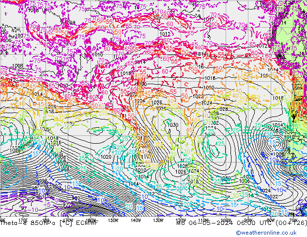 Theta-e 850hPa ECMWF ma 06.05.2024 06 UTC