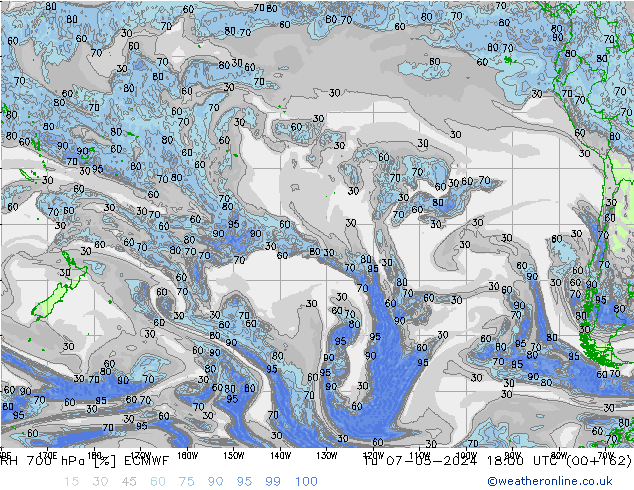 RH 700 hPa ECMWF Tu 07.05.2024 18 UTC