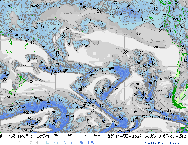 RH 700 hPa ECMWF Sáb 11.05.2024 00 UTC