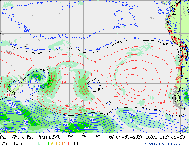 High wind areas ECMWF  01.05.2024 00 UTC