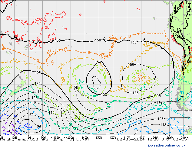 Z500/Rain (+SLP)/Z850 ECMWF Th 02.05.2024 12 UTC