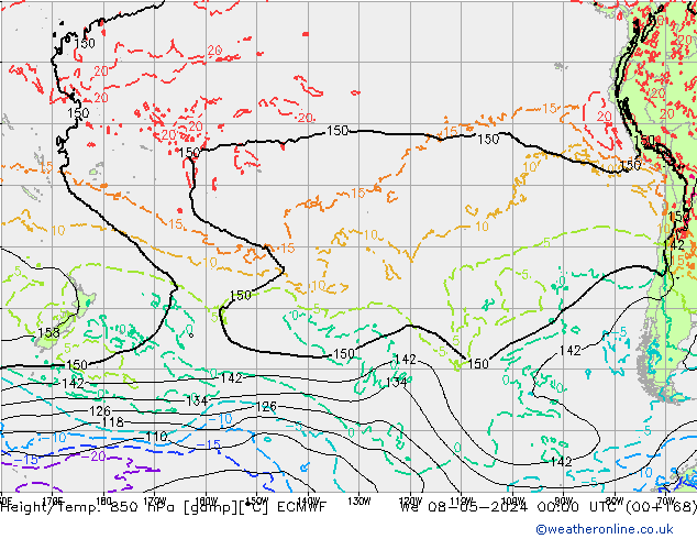 Z500/Rain (+SLP)/Z850 ECMWF mer 08.05.2024 00 UTC