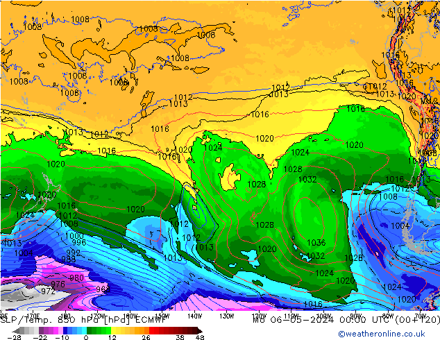 SLP/Temp. 850 hPa ECMWF ma 06.05.2024 00 UTC