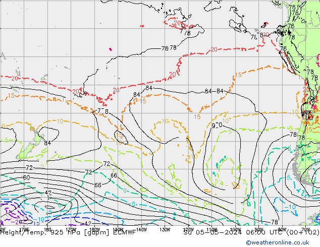 Hoogte/Temp. 925 hPa ECMWF zo 05.05.2024 06 UTC