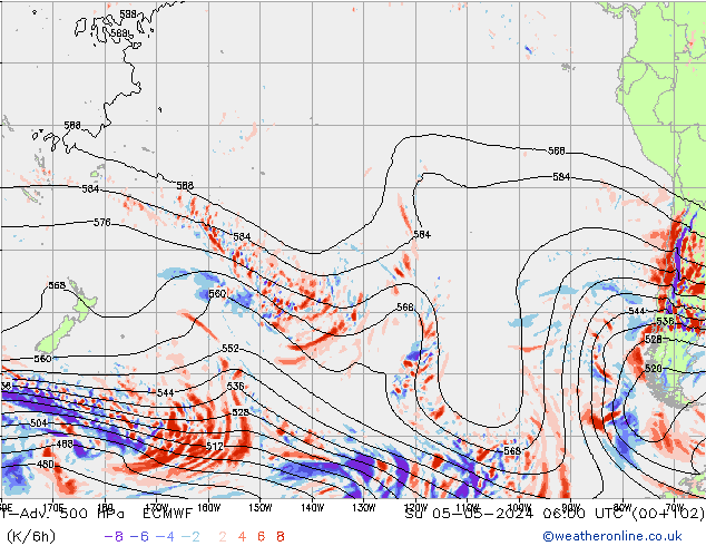 T-Adv. 500 hPa ECMWF zo 05.05.2024 06 UTC