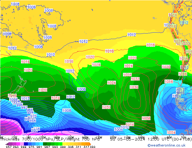 Thck 700-1000 hPa ECMWF Su 05.05.2024 12 UTC