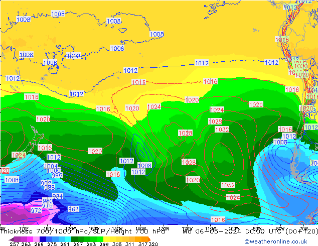 Thck 700-1000 hPa ECMWF Mo 06.05.2024 00 UTC