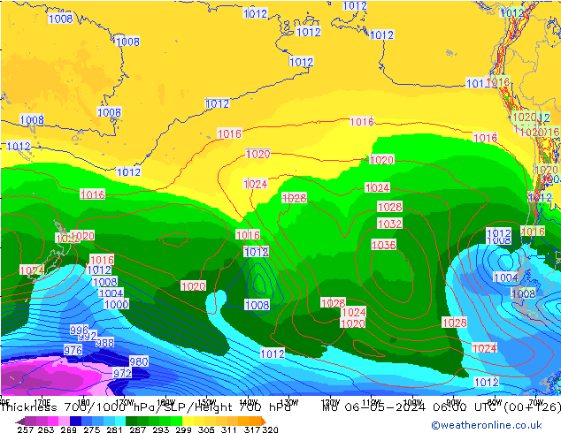 Thck 700-1000 hPa ECMWF Mo 06.05.2024 06 UTC