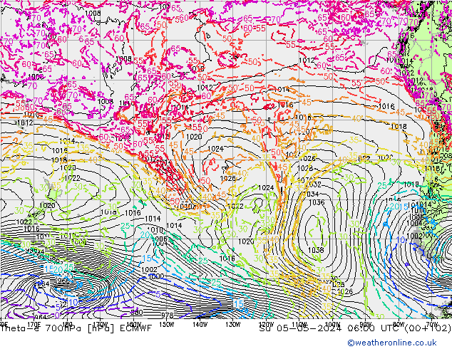 Theta-e 700hPa ECMWF zo 05.05.2024 06 UTC