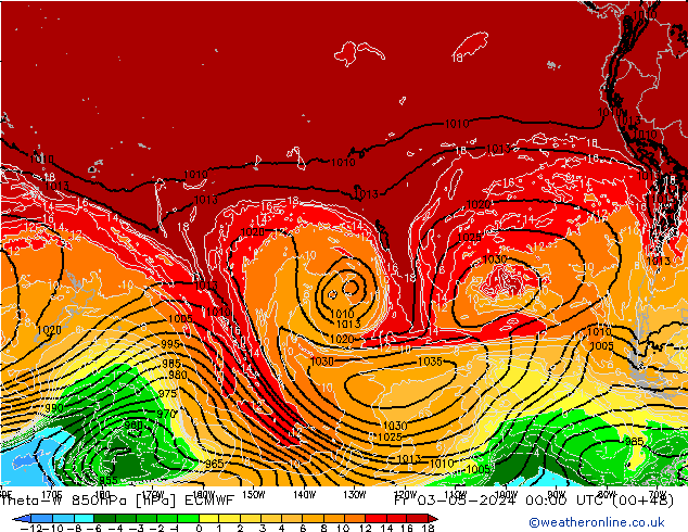 Theta-W 850hPa ECMWF Sex 03.05.2024 00 UTC