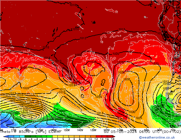 Theta-W 850hPa ECMWF zo 05.05.2024 06 UTC