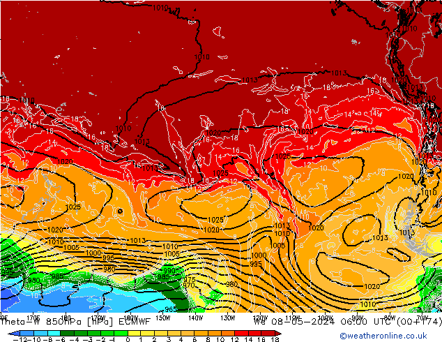 Theta-W 850hPa ECMWF We 08.05.2024 06 UTC